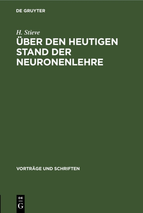 Cover image for book Über den heutigen Stand der Neuronenlehre