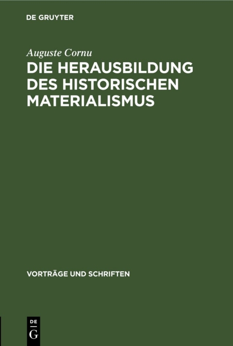 Cover image for book Die Herausbildung des historischen Materialismus