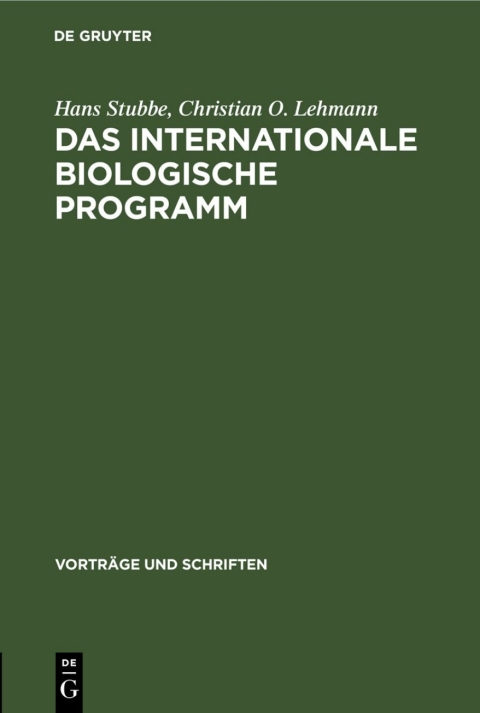 Cover image for book Das internationale biologische Programm