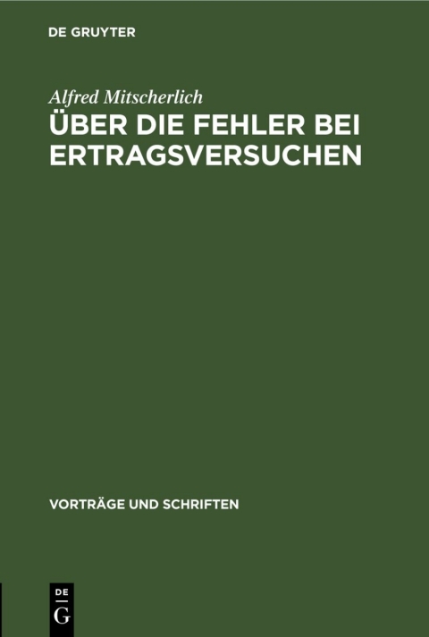 Cover image for book Über die Fehler bei Ertragsversuchen