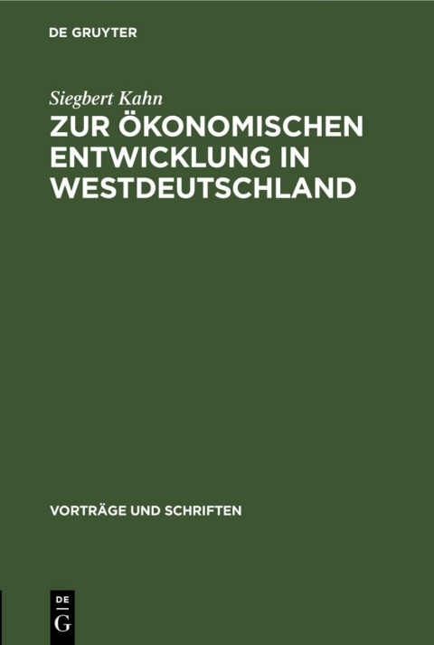 Cover image for book Zur ökonomischen Entwicklung in Westdeutschland