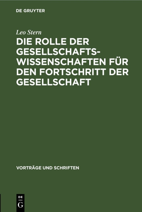 Cover image for book Die Rolle der Gesellschaftswissenschaften für den Fortschritt der Gesellschaft