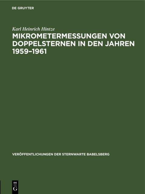 Cover image for book Mikrometermessungen von Doppelsternen in den Jahren 1959–1961