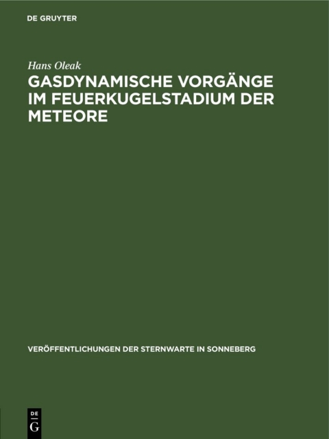 Cover image for book Gasdynamische Vorgänge im Feuerkugelstadium der Meteore