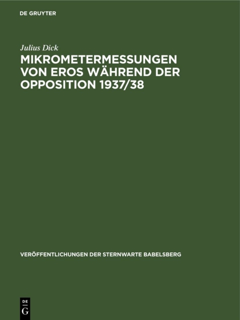 Cover image for book Mikrometermessungen von Eros während der Opposition 1937/38