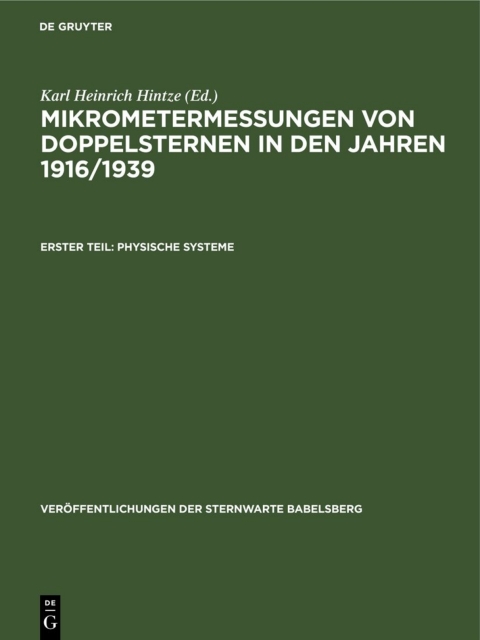 Cover image for book Mikrometermessungen von Doppelsternen in den Jahren 1916/1939