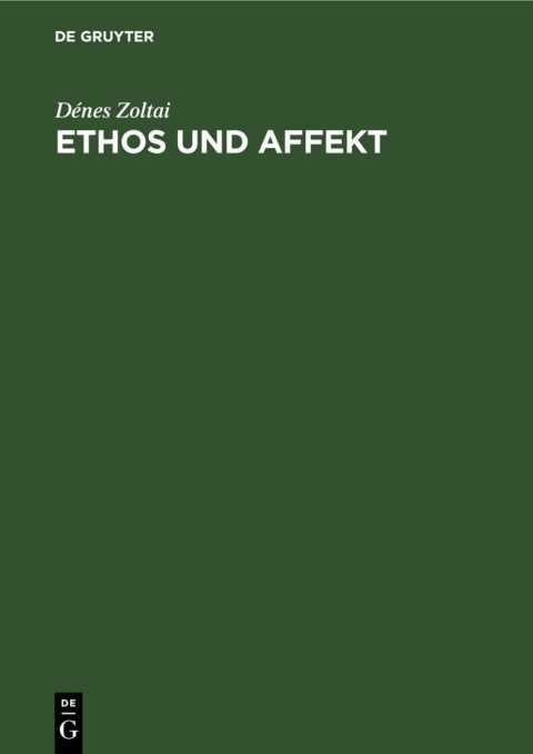 Cover image for book Ethos und Affekt