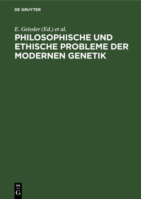 Cover image for book Philosophische und ethische Probleme der modernen Genetik
