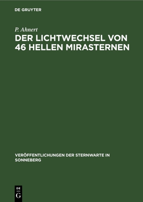 Cover image for book Der Lichtwechsel von 46 hellen Mirasternen