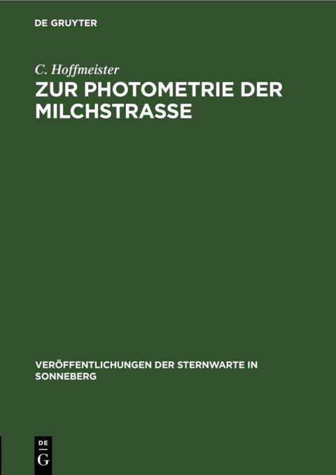 Cover image for book Zur Photometrie der Milchstraße