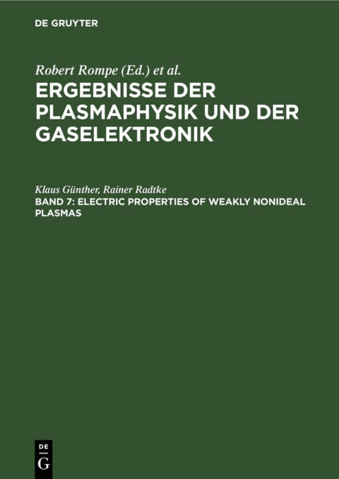 Cover image for book Electric Properties of Weakly Nonideal Plasmas