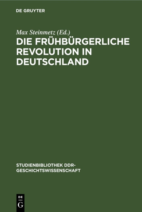 Cover image for book Die frühbürgerliche Revolution in Deutschland