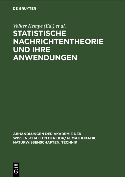 Cover image for book Statistische Nachrichtentheorie und ihre Anwendungen