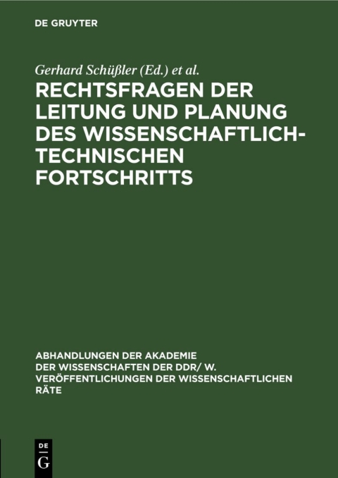 Cover image for book Rechtsfragen der Leitung und Planung des wissenschaftlich-technischen Fortschritts