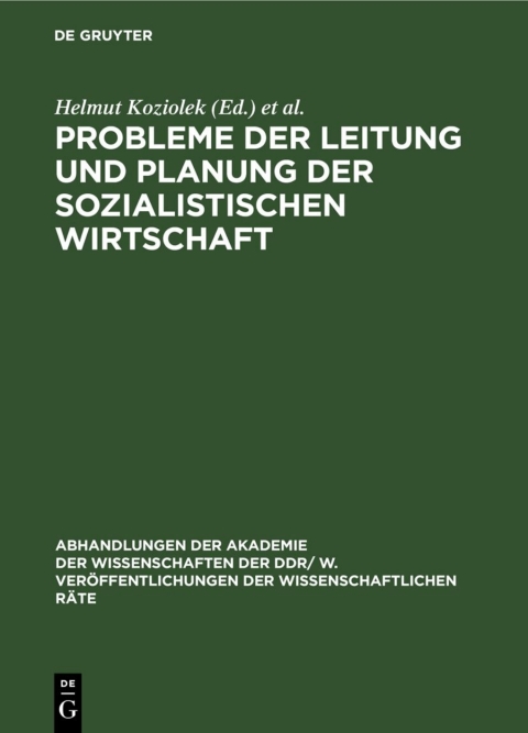 Cover image for book Probleme der Leitung und Planung der sozialistischen Wirtschaft