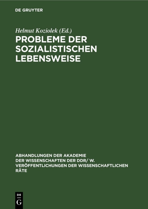 Cover image for book Probleme der sozialistischen Lebensweise