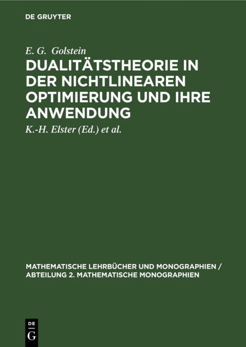 Cover image for book Dualitätstheorie in der nichtlinearen Optimierung und ihre Anwendung