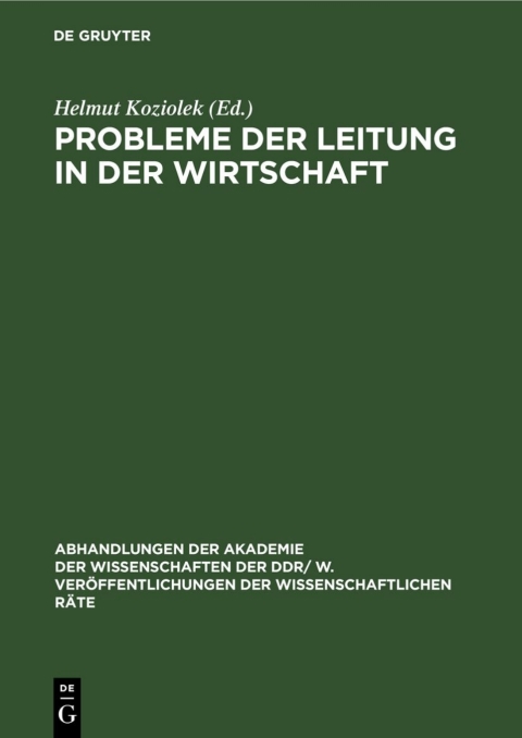 Cover image for book Probleme der Leitung in der Wirtschaft