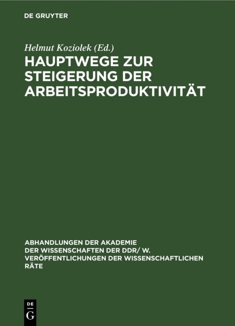 Cover image for book Hauptwege zur Steigerung der Arbeitsproduktivität