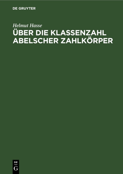 Cover image for book Über die Klassenzahl abelscher Zahlkörper