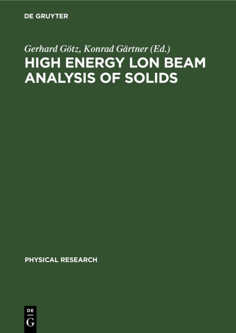 Cover image for book High Energy lon Beam Analysis of Solids