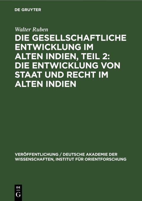 Cover image for book Die Entwicklung von Staat und Recht im Alten Indien