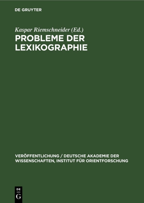Cover image for book Probleme der Lexikographie