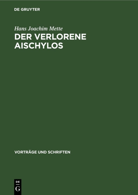 Cover image for book Der Verlorene Aischylos