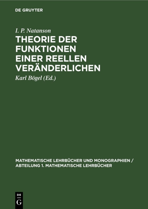 Cover image for book Theorie der Funktionen einer reellen Veränderlichen