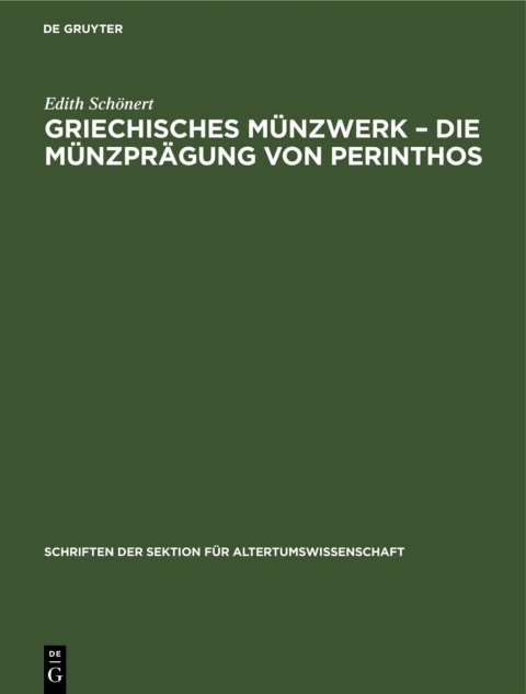 Cover image for book Griechisches Münzwerk – Die Münzprägung von Perinthos