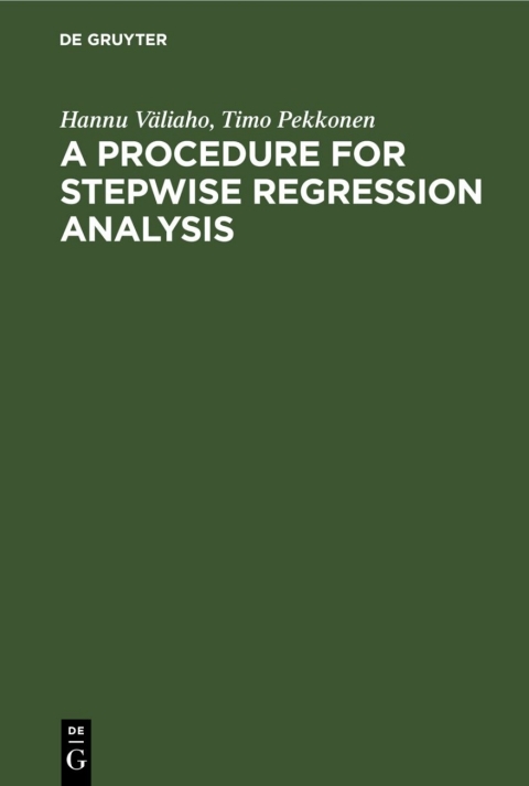 Cover image for book A Procedure for Stepwise Regression Analysis