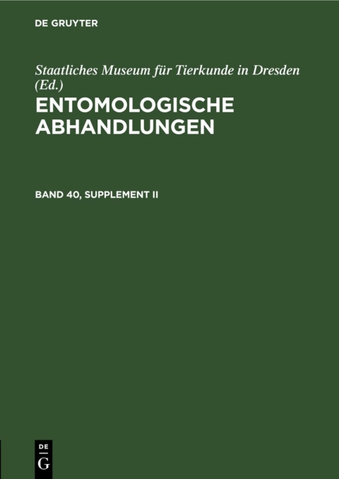Cover image for book Entomologische Abhandlungen. Band 40, Supplement II