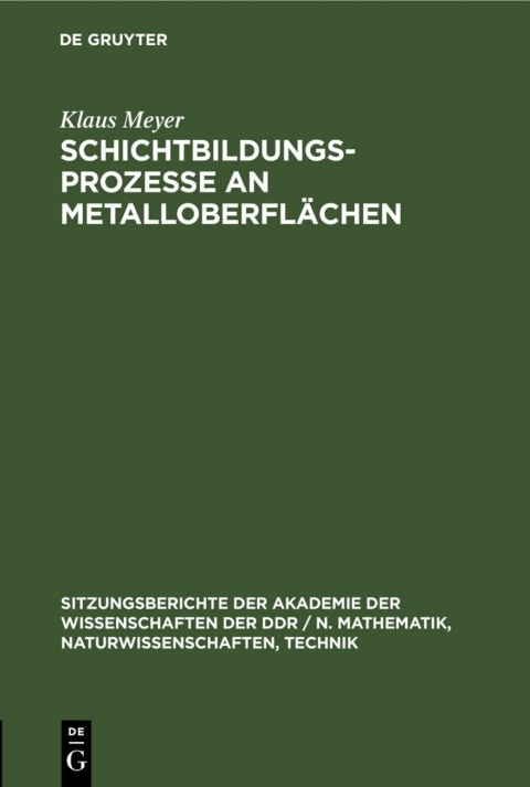 Cover image for book Schichtbildungsprozesse an Metalloberflächen