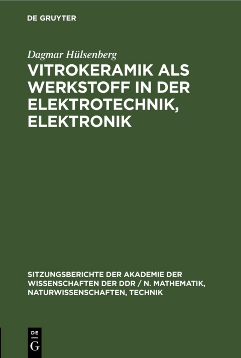 Cover image for book Vitrokeramik als Werkstoff in der Elektrotechnik, Elektronik