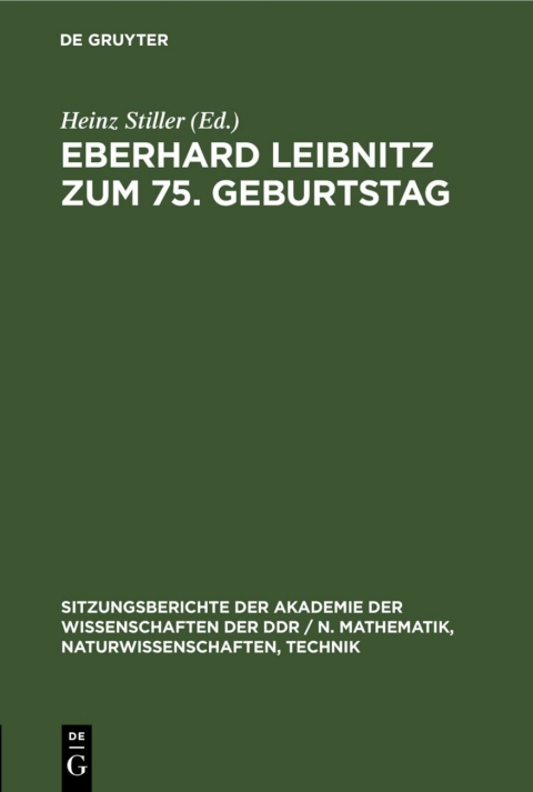 Cover image for book Eberhard Leibnitz zum 75. Geburtstag