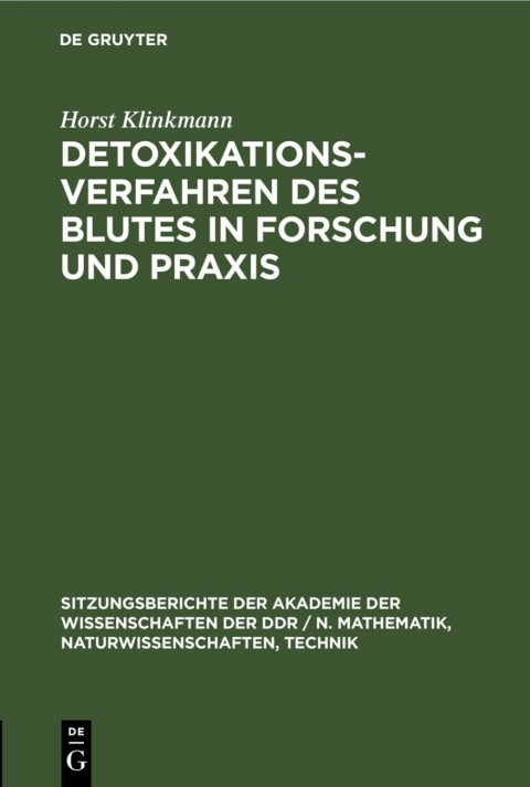 Cover image for book Detoxikationsverfahren des Blutes in Forschung und Praxis