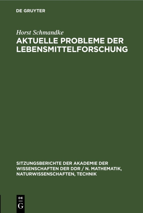 Cover image for book Aktuelle Probleme der Lebensmittelforschung