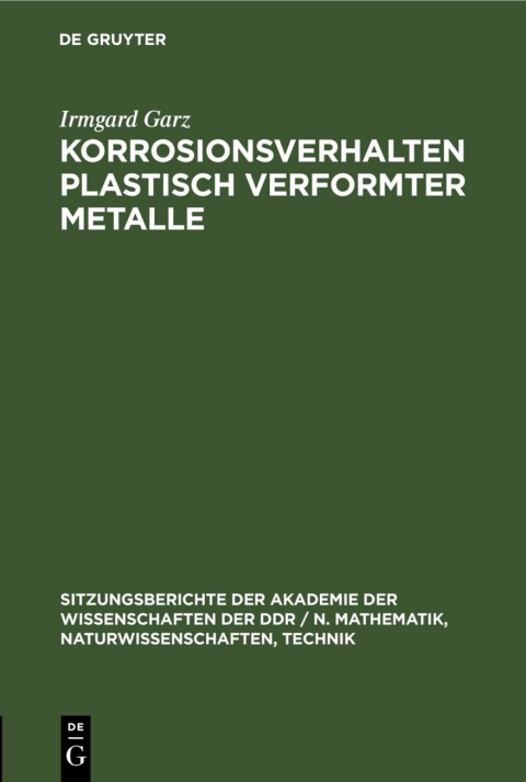 Cover image for book Korrosionsverhalten plastisch verformter Metalle