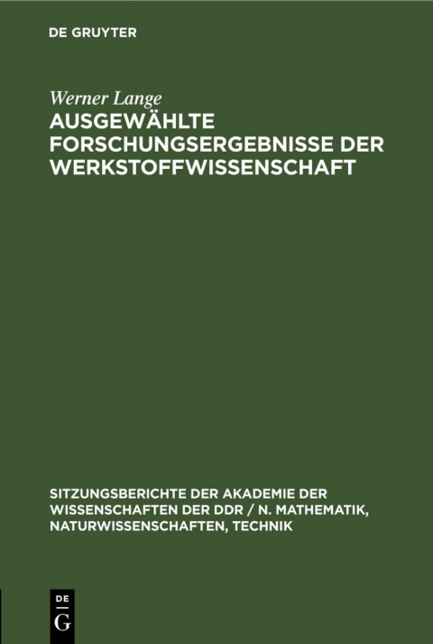 Cover image for book Ausgewählte Forschungsergebnisse der Werkstoffwissenschaft