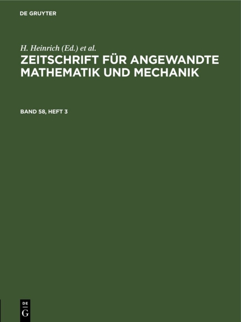 Cover image for book Zeitschrift für Angewandte Mathematik und Mechanik. Band 58, Heft 3