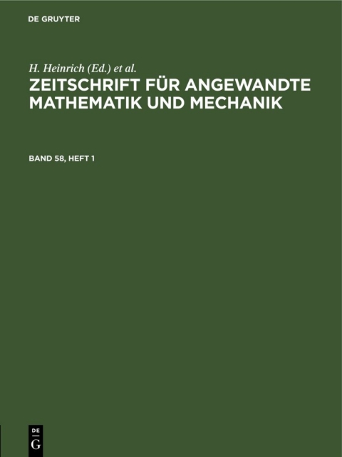 Cover image for book Zeitschrift für Angewandte Mathematik und Mechanik. Band 58, Heft 1