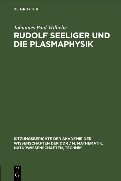 Cover image for book Rudolf Seeliger und die Plasmaphysik