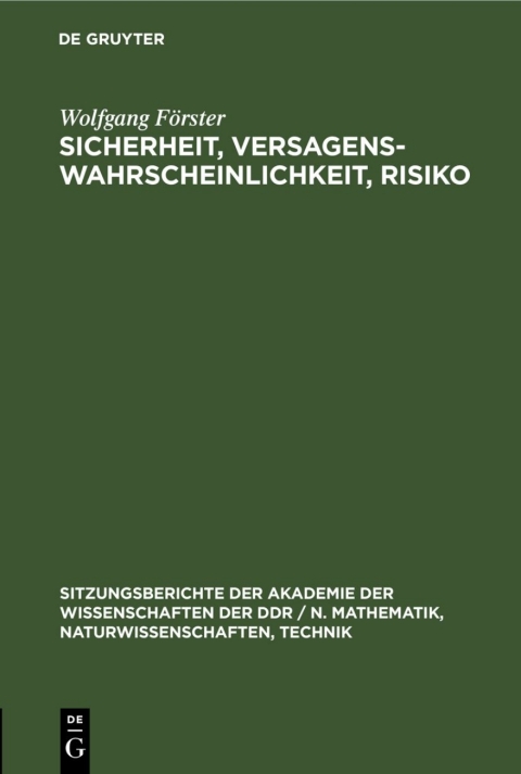 Cover image for book Sicherheit, Versagenswahrscheinlichkeit, Risiko