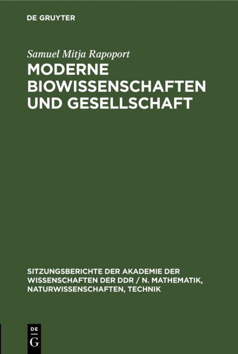 Cover image for book Moderne Biowissenschaften und Gesellschaft
