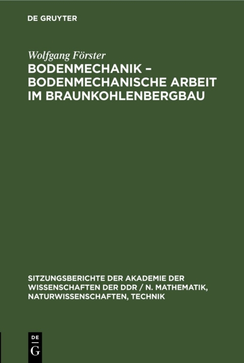 Cover image for book Bodenmechanik – bodenmechanische Arbeit im Braunkohlenbergbau