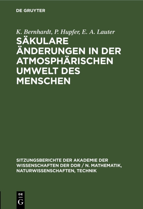 Cover image for book Säkulare Änderungen in der atmosphärischen Umwelt des Menschen