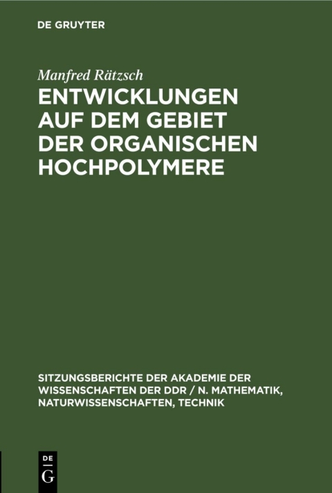 Cover image for book Entwicklungen auf dem Gebiet der organischen Hochpolymere