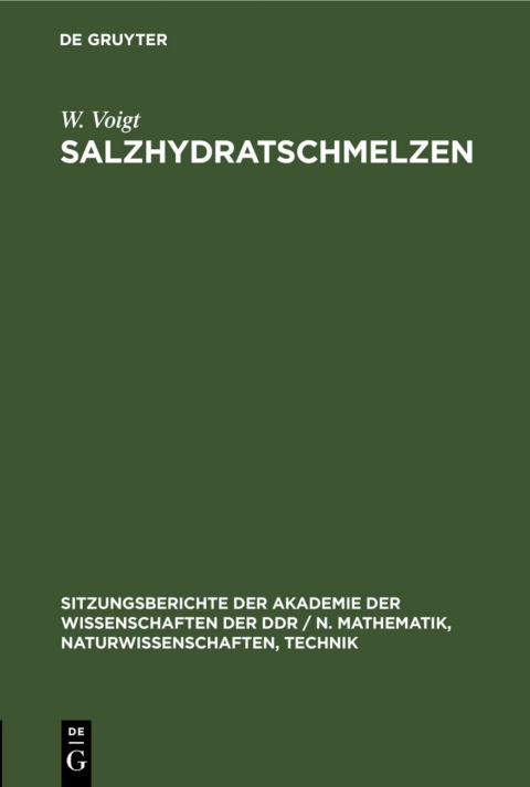 Cover image for book Salzhydratschmelzen