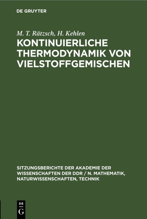 Cover image for book Kontinuierliche Thermodynamik von Vielstoffgemischen