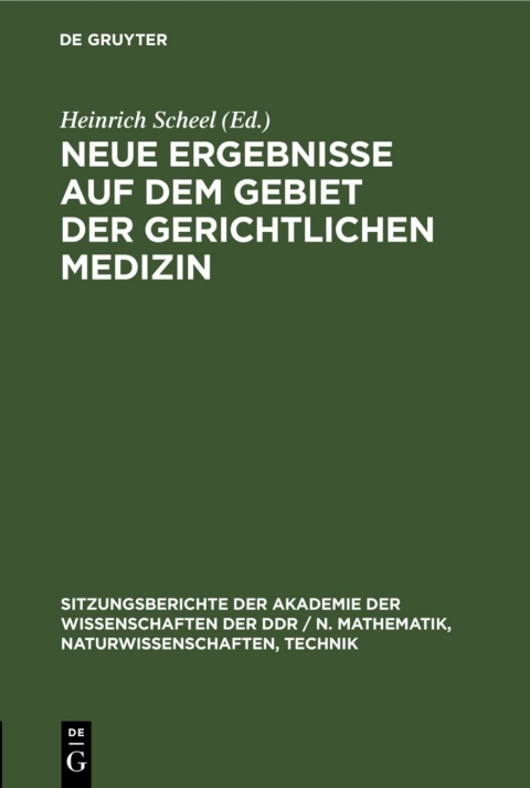 Cover image for book Neue Ergebnisse auf dem Gebiet der gerichtlichen Medizin